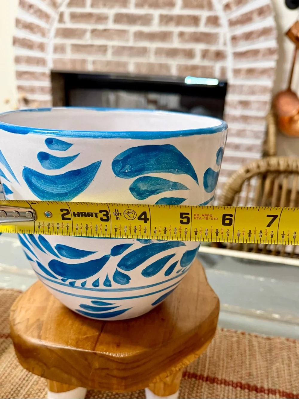 Hand Crafted Blue and White Ceramic Vase with Brushstroke Motif